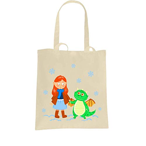 Excitable Edgar and Ava Character Tote Bag - TV Advert Christmas Commercial Dragon Natural Cotton Shopper (Natural Prime)