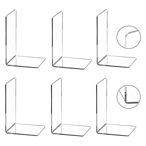 CY craft 4 Pieces Bookends,Clear Acrylic Bookends for Shelves,Heavy Duty Book Ends and Desktop Organizer,Book Stopper for Books/Movies/CDs,7.3x4.8x4.8 inch Cover