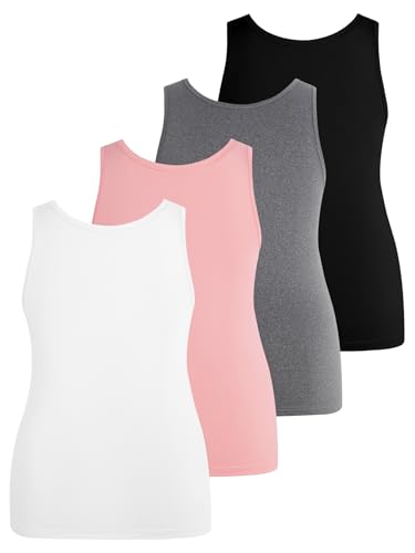 SOLY HUX Women's Plus Size 4 Packs Long Tank Tops Sleeveless Undershirts Layering Basic Vests2