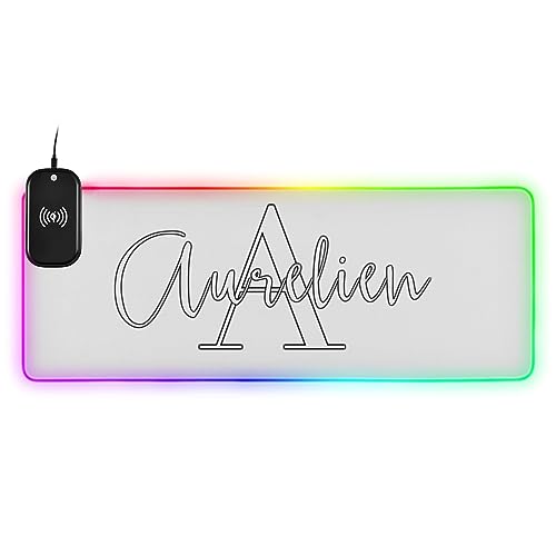 White Custom Wireless Charging Mouse Pad for Mobile Phone Personalized Extra Large Gaming Mousepad...