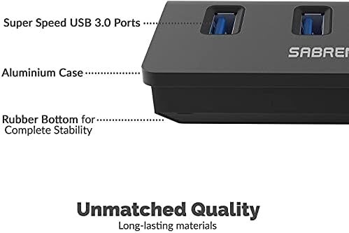 Sabrent Premium 4 Port Black Aluminum USB 3.0 Hub (30" Cable) for iMac, MacBook, MacBook Pro, MacBook Air, Mac Mini, or Any PC [Black] (HB-MC3B)