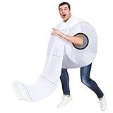 WinnerWhy Paper Roll Adult Halloween Costume Giant Toilet Roll Paper Costume for Women Men Hilarious Toilet Costume Large Paper Roll Jumpsuit Set One Size Fit Most Halloween Party Clothes for Adults