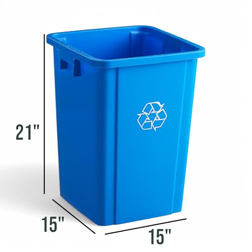 Image of 19 Gallon Blue Square Plastic Trash Can, Commercial Use