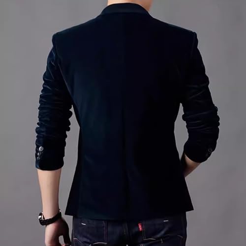 Mens Velvet Blazer Notch Lapel Business Daily Blazer for Men One Button Slim Fit Sport Coat3