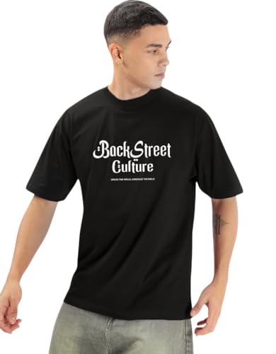 Image of Men's Half Sleeve Oversized Tshirt, Round Neck Longline Drop Shoulder Printed Loose Fit T-Shirt