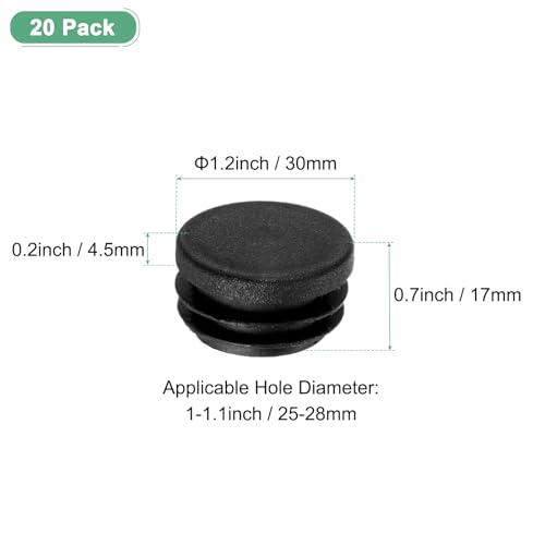Image of M METERXITY 20 Pack Round Plastic Plug, OD 1.2 inch Furniture Tube Inserts Pipe Hole End Caps for Tubing Post /Glide Insert for Pipe Post /Table Chair Leg /Metal Tubing /Fence [Black]