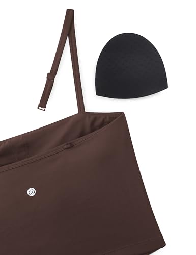 CRZ YOGA Butterluxe Cami Longline Sports Bras for Women - Square Neck Adjustable Padded Workout Crop Tank Top Camisole4