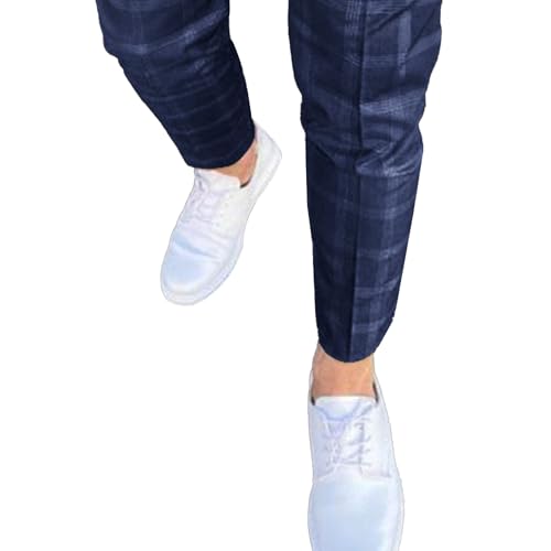 Men Checked Printed Pants Plaid Casual Slim Fit Stretch Pants Plaid Men's Classic Fit Flat Front Dress Pants2