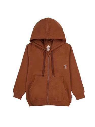 Image of KiddoPanti Boys Solid Cotton Full Sleeve Zip-Up Front Open Hooded Sweatshirt
