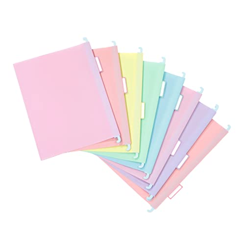 Viquel - Lot de 8 dossiers suspendus en plastique RAINBOW PASTEL - Coloris pastels - Plastique résistant - Onglet d'identification - Assortiment de 5 couleurs