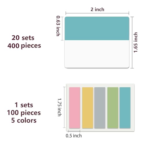 Image of ELII 500 PCS Tabs 2 Inch Book Tabs Sticky Index Tabs,File Tabs | Self Adhesive,Page Markers,Index Labels for Pages,Safety Material, Smooth Writing,Transparent,Waterproof,Repositionable