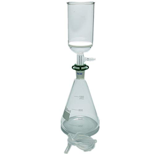 Deschem 1000ml,Glass Suction Filter Kit,350ml 24/40 Buchner Funnel & 1L Erlenmeyer Flask - Thumbnail 6