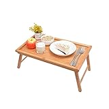 taimowei Wooden Folding Laptop Table Breakfast Serving Bed Trays, Adjustable Foldable with Flip Top