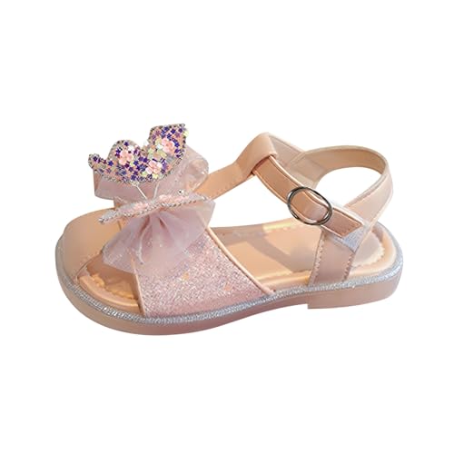 Girls Summer Fashion Rhinestone Butterfly Sandals Soft Bottom Closed Toes Comfortable Non Slip Beach Princess Dress Shoes