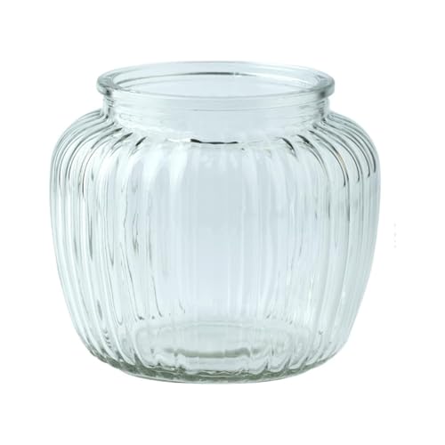 Image of Incrizma Vintage Style Ribbed Glass Bubble Flower Jar Vase 14cm ~ Perfect for Wedding & Home- Vase for Home Decor，Desktop Vases Flower-Vases with Smooth Glass Surface, for Kitchen Decor