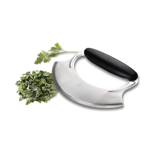 Amco Stainless Steel Mezzaluna with Silicone Handle, 1-Pack, Black