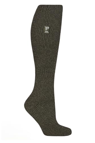 HEAT HOLDERS SOCKSHOP Ladies Socks - 'Outdoor' 2.3 TOG Warm Thermal Plain Long Leg Angling Socks Specialised Socks for FIshing 1 Pair Pack Size 4-8 Forest Green