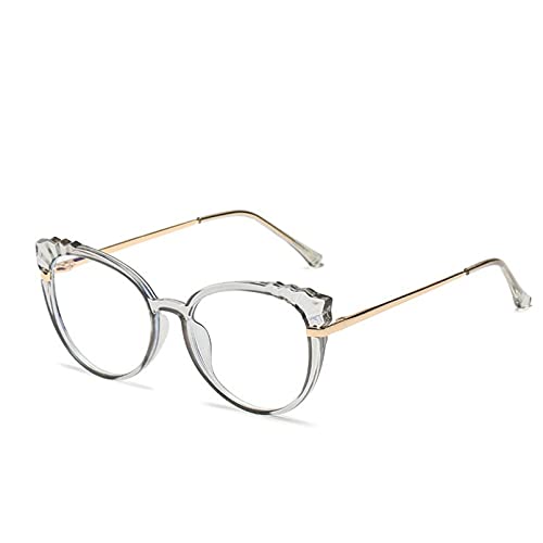 SHEANAON Gafas de Ojo de Gato con Patas de Resorte de Metal a la Moda para Mujer, monturas de Gafas Redondas, Gafas de luz antiazul ClearFrame Modernas Cover