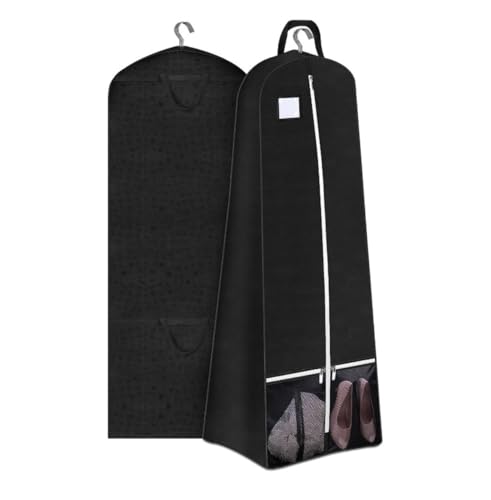 Habrur Clothes Cover 2pcs 72'' Bridal Wedding Gown Dress Garment Bag with Pockets Travel for Gowns Suit Bags