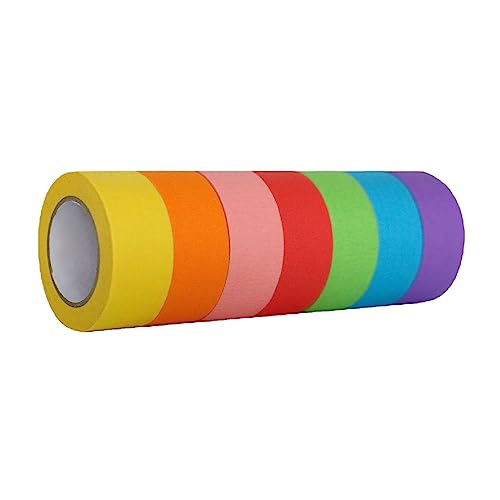 Colored Masking Tape 7/12Rolls Colored Painters Tape for Arts and Rainbow Labelling Masking Tape for School