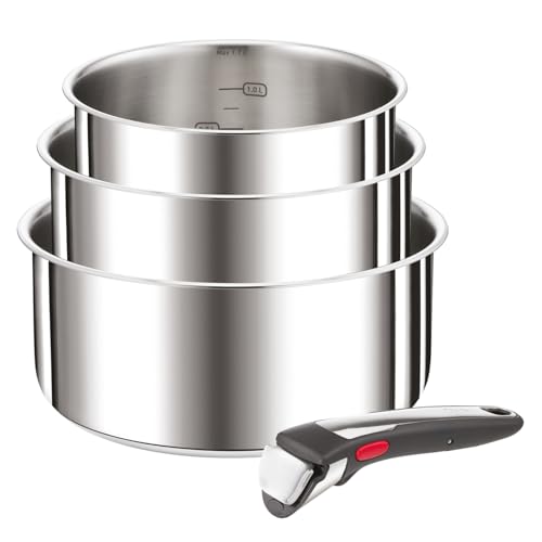 Tefal Ingenio Preference On 4-teiliges Kasserollenset, 16/18/20 cm, Topfset abnehmbarer Griff, Topfset Induktion stapelbar, platzsparend… – Ansicht 1