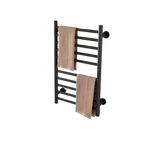Toallero eléctrico negro de acero inoxidable con temporizador para baño moderno 5