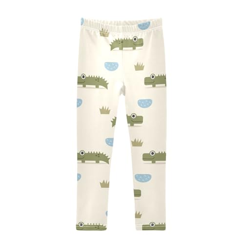 Crocodile Cartoon Girls Leggings,Workout Leggings for Girls Toddler Athletic Legging Size for 3-10T