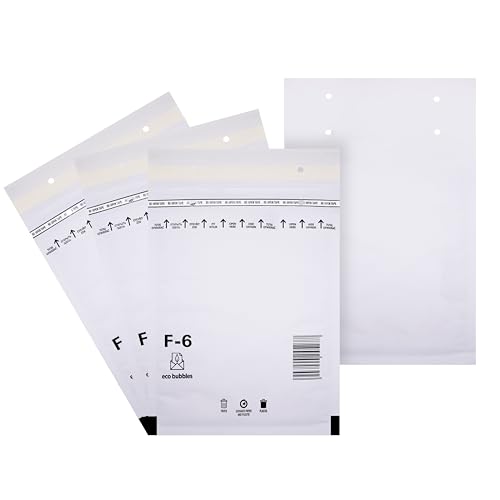 100 Versandtaschen Luftpolsterumschläge DIN A4 haftklebend Luftpolsterversandtaschen Luftpolstertaschen Gr. F/6 F6 weiß (240mm x 350mm) Umschläge gepolstert Polsterumschlag Taschen