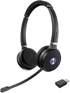 Yealink WH62 Headset Wireless DECT Portable Headset Teams Compatible Computer Headsets with Microphone 120m Unhindered 13hrs Talk Office Headphone Poly SNOM VoIP Phones PC Laptop