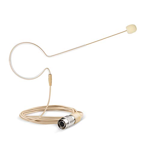 Sujeetec Headset/Headworn Microphone - Hirose 4 Pin Plug Head Microphone For Audio Technica Wireless System & Bodypack Transmitter – Beige Single Earhook Omnidirectional Headset Head Mic #TOP12