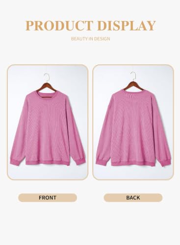 Image of Eytino Women Plus Size Sweatshirt Oversized Crew Neck Long Sleeve Tops | Fall Fashion Clothes 2026, Oversized Sweat Shirt, Soft Comfy Pullover, Travel Casual Work Lounge Daily Outfit