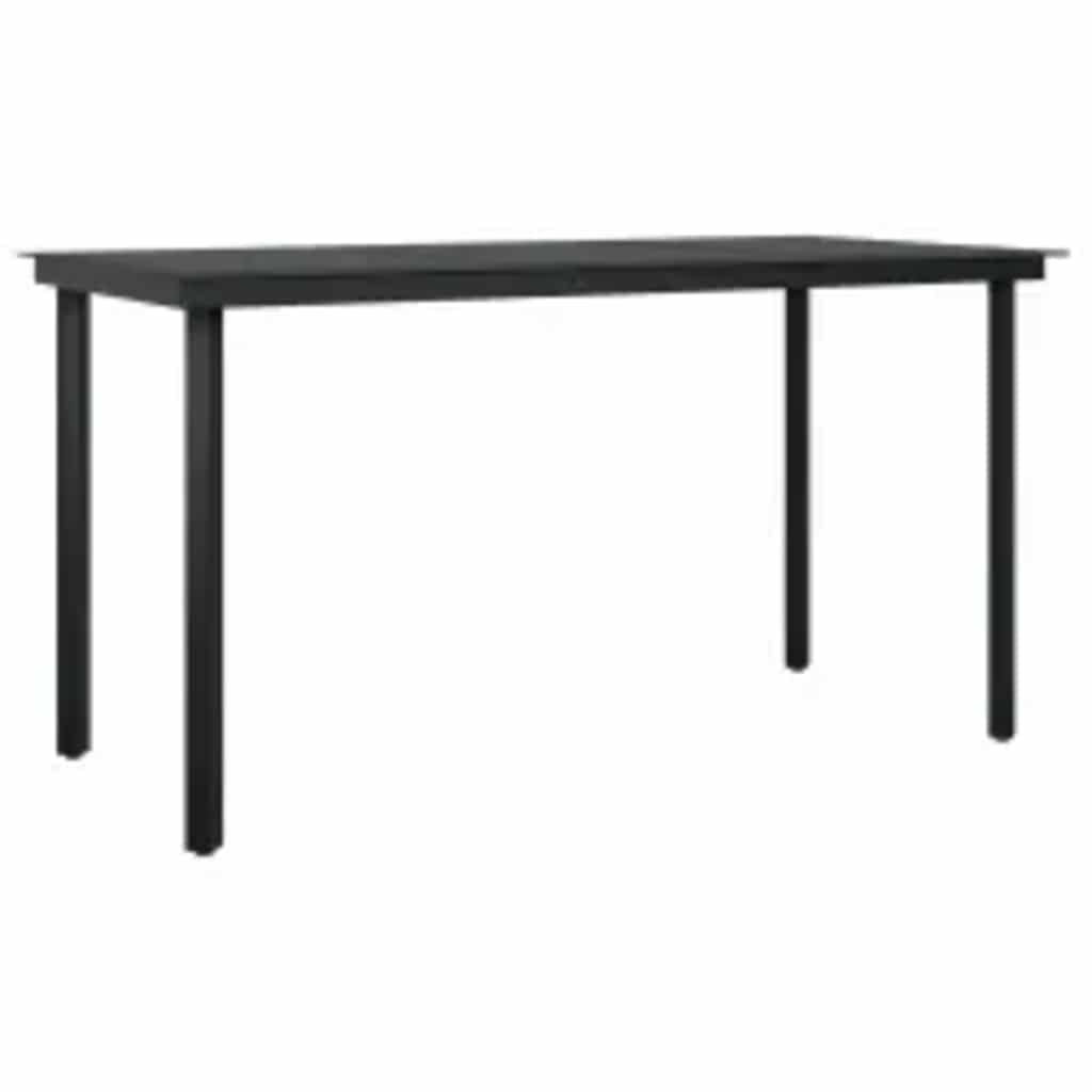 5-częściowy zestaw do jadalni ogrodowy, czarny, z polirattanu ze szklanym blatem, 140 x 70 cm, stół i 4 krzesła, odporny na działanie promieni UV, na taras, balkon