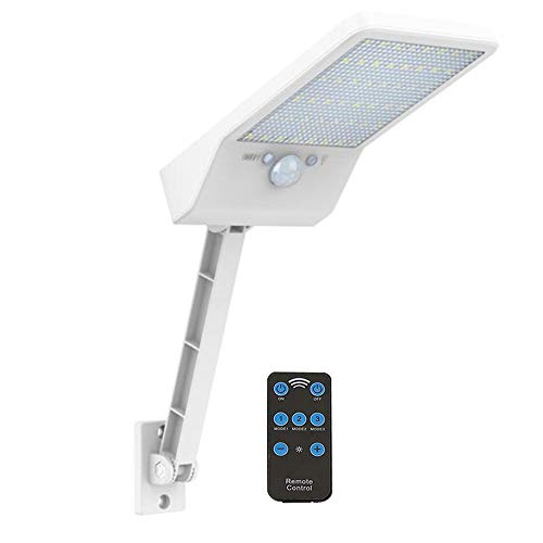 Goodjobb Luz solar LED 50, luz solar de parede com controle remoto, luz solar externa, luz solar det