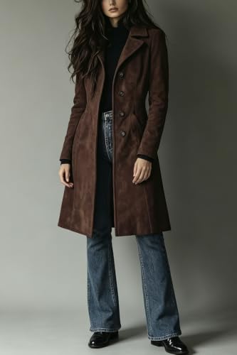 utcoco Faux Suede Trench Coat