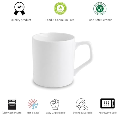 Image of Clay Craft Ceramic Coffee Mug Set - Microwave Safe & Glossy Finish - White - Durable Drinkware for Tea, Coffee, Home, Office & Kitchen Use - 215ml (Set of 4)