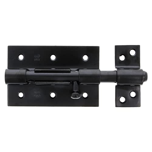 Amig - Pasador de Sobreponer - 70 x 67 mm - Adecuado en Puertas de Paso de Madera - Agujero Portacandados de ø 8 mm - Pestillo para Baño, Dormitorio o Despacho - Cerrojo de Seguridad - Acero Negro