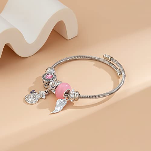 Cute Evil Eye Charms Bracelets for Women, Silver Bangle Bracelet Open Cuff Bracelet Love Heart Wrap Bracelet Blue Red Bracelet for Girls Adjustable Handmade Jewelry Birthday Gifts for Her3