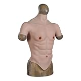 QUEENDY High Collar Silicone Muscle Suit - Ultra-Realistic Soft Male Chest & Drag Abs Enhancer for Costumes Transgender,Color 3,One Size