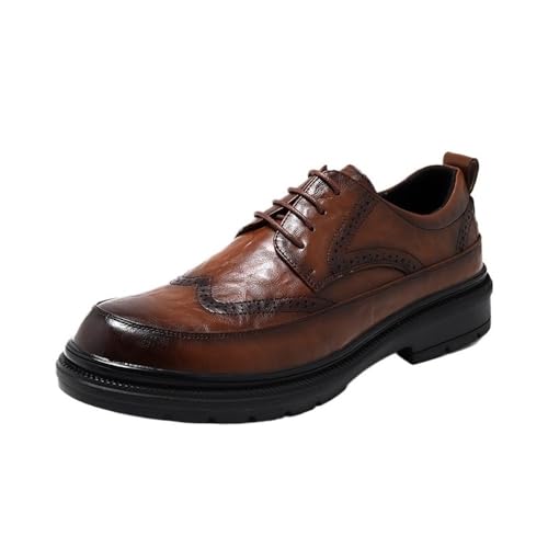Men's Round Toe Oxford Shoes Lace Up Classic Leather Business Casual