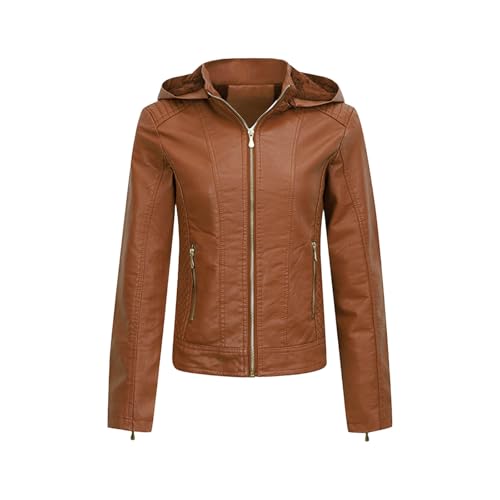 Womens Warm Fuzzy Hooded Jackets Hoods Coat for Women Long Sleeve Neck Faux Leather Winter Fall Outfit 2025