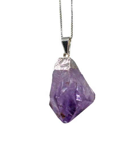 Raw Amethyst Crystal Necklace | Element of Zen Amethyst Necklace for Men | Raw Amethyst Necklace Silver | Genuine Amethyst Crystal Necklace | Calming Stone Necklace | Amethyst Natural Stone |