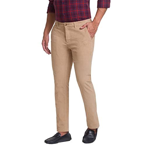 Image of Colorplus Men's Cotton Blend Solid Pattern Contemporary Fit Flat Front Casual Trouser