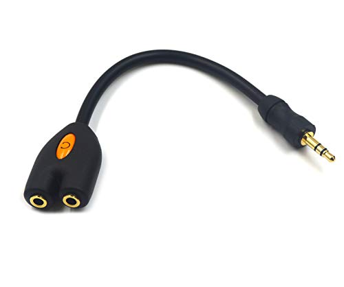 Poyiccot 3.5mm Headphone Splitter, 3.5mm Male to 2 Female Splitter Y Jack AUX Adapter Compatible Headset Tablet Smartphone MP3 Player & More, Black