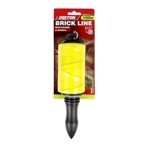 Dekton 100m Brick Line with Holder | High-Visibility 100m Masonry String | Plastic Spindle Handle & Lock | Ideal for Bricklaying & Construction Work