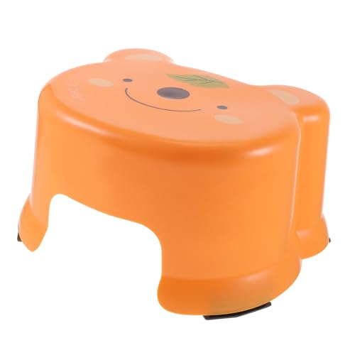 VALICLUD Taburete Infantil Antideslizante de Plástico con Diseño de Dibujos Animados Banco Reposapiés para Baño y Cocina Escalón Seguro para Adultos Color Naranja