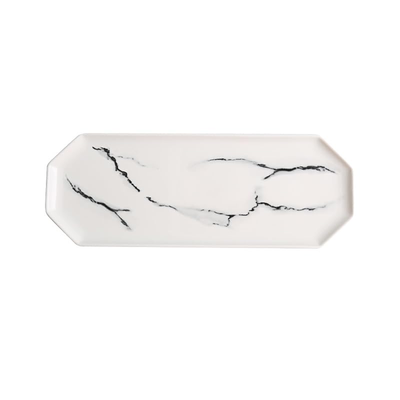 Piatti Cena Piatto da sushi rettangolare con motivo in marmo irregolare, piatto piano in ceramica, piatto for cibo occidentale, stoviglie for hotel e ristoranti Forniture Per Feste