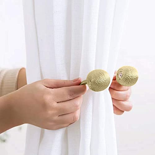 Image of Home Cloud Magnetic Curtain Tiebacks Curtain Drape Holdbacks Clips Rope Holder Buckles for Home Bedroom Office (1 Pair 2pcs, Light Gold)