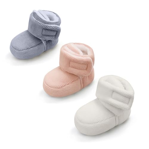 Baby Boys Girls Cotton Booties Non Skid Soft Sock Boots Infant Slippers Newborn First Walker Crib Shoes Pink 11CM2