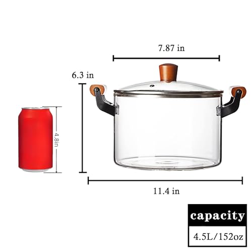 Aefpoymxu 4.5L Glass Stock Pot With Lid Heat Resistant Borosilicate Potpourri Simmer Pot With Cover Stovetop Safe Clear Pot Saucepan For Milk Food Soup thumb #1
