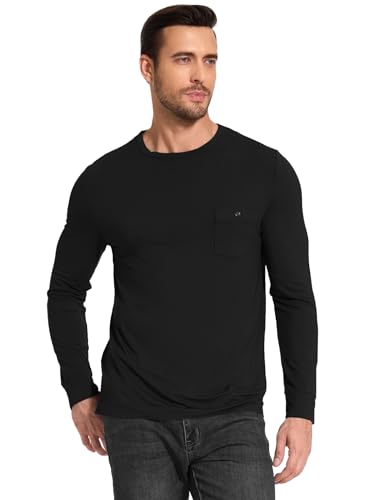 GYS Bamboo Viscose Men's Long Sleeve Shirts Casual Crew Neck Pajama Tops4